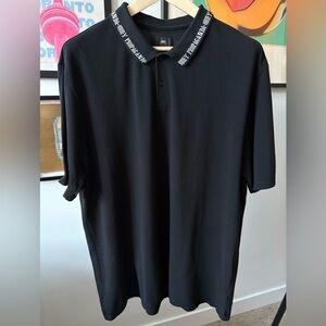 Obey Worldwide Polo Shirt Short Sleeve Pique Branded Collar Detail Black XXL